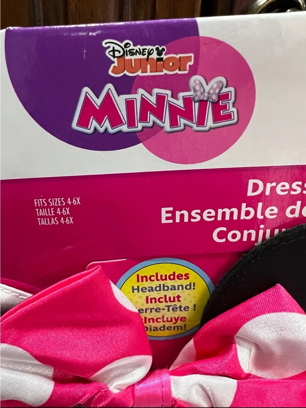 Disney Bright Pink Polka Dot Minnie Dress-Up Set with Ears Headband